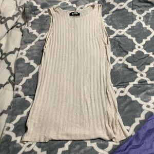 Reformation tunic top mini dress knit cream beige SZ S